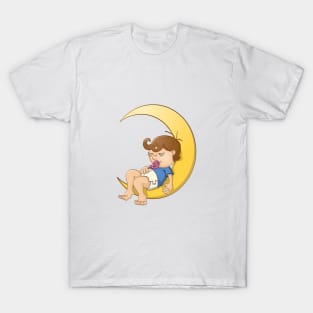 Sleeping baby boy on the moon T-Shirt